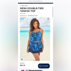 SWIM 365 tankini with Ruffled front and back NWT